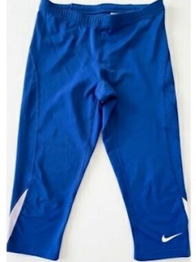 Nike Royal Blue Kids Capri Leggings with White Swoosh